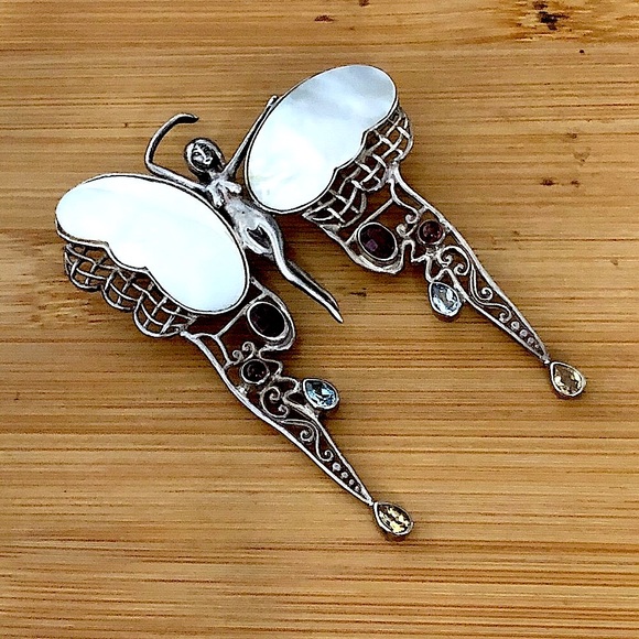 $108  Large Art Nouveau Style Estate Brooch & Pendant  Sterling 925 - Picture 2 of 7